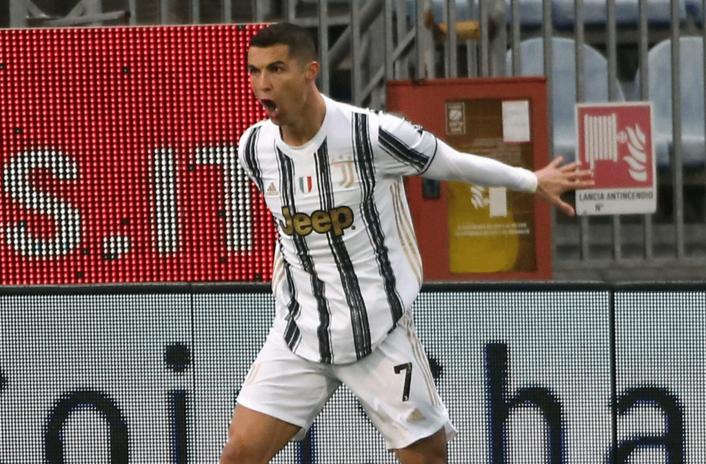 VIDEO: Watch Cristiano Ronaldo Score First-Half Hat-Trick Against Cagliari